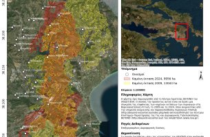 Αστεροσκοπείο: Ο χάρτης με τα καμένα – Αλληλοεπικάλυψη κατά 60% με τη φωτιά του 2009