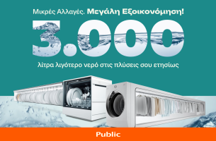  Τα Public παρουσιάζουν καινοτόμες προτάσεις για εξοικονόμηση νερού έως και 3.000 λίτρα ετησίως ανά νοικοκυριό